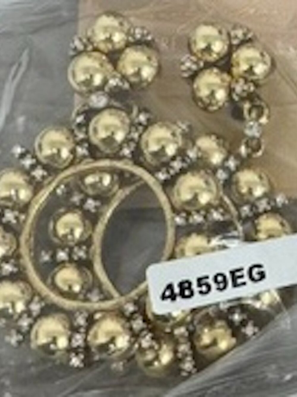 KENNETH JAY LANE, GOLD/CRYSTAL AND 10MM PEARL CLIP EARRINGS
